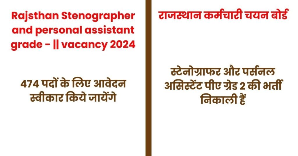 Rajasthan Steno and personal assistant grade || vacancy 2024