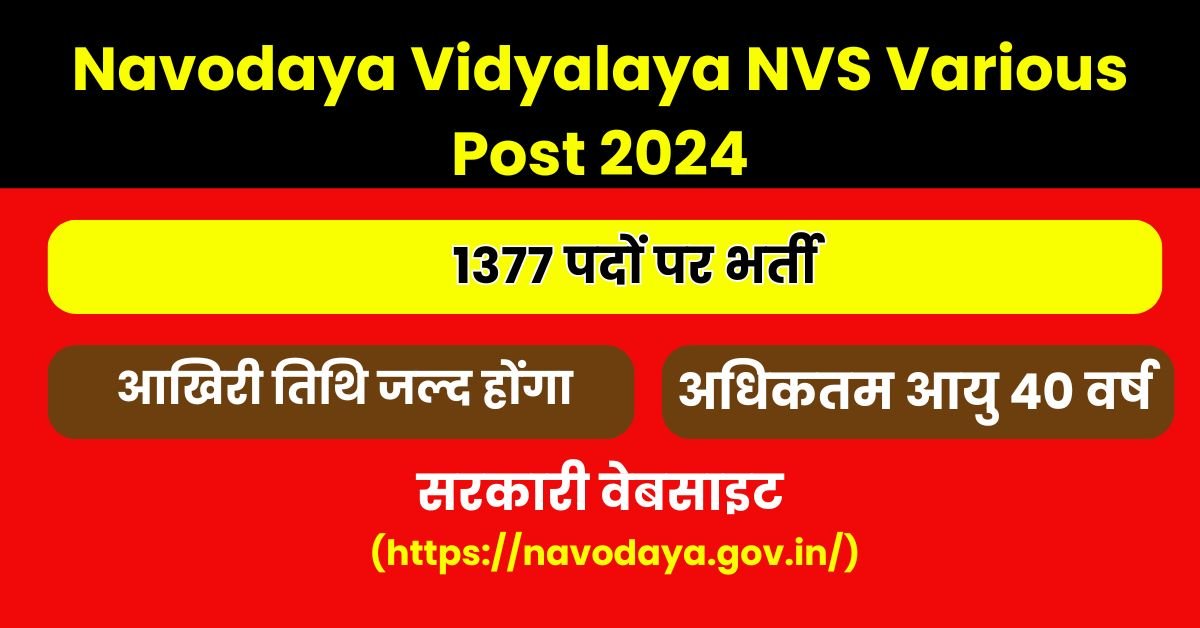 Navodaya Vidyalaya NVS Various Post 2024