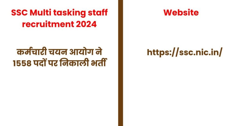 SSC Multi tasking staff recruitment 2024