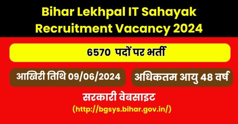 Bihar Lekhpal IT Sahayak Recruitment Vacancy 2024